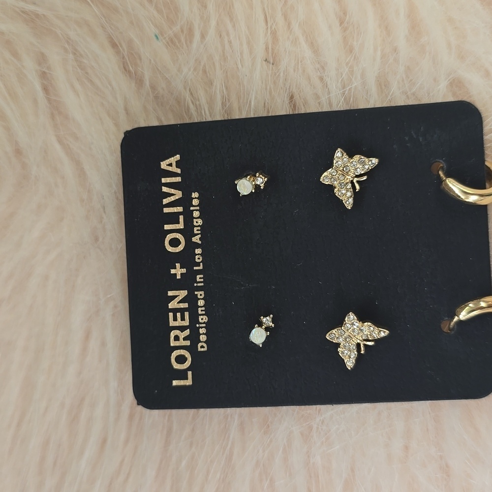 LOREN OLIVIA Gold-tone Set Of 3 Pairs of Earrings | New! - Picture 9 of 9